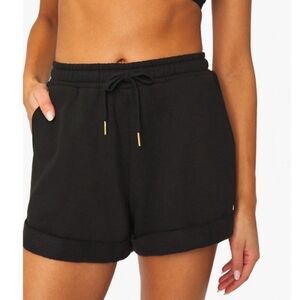 WeWoreWhat • Black pull on rolled sweat shorts